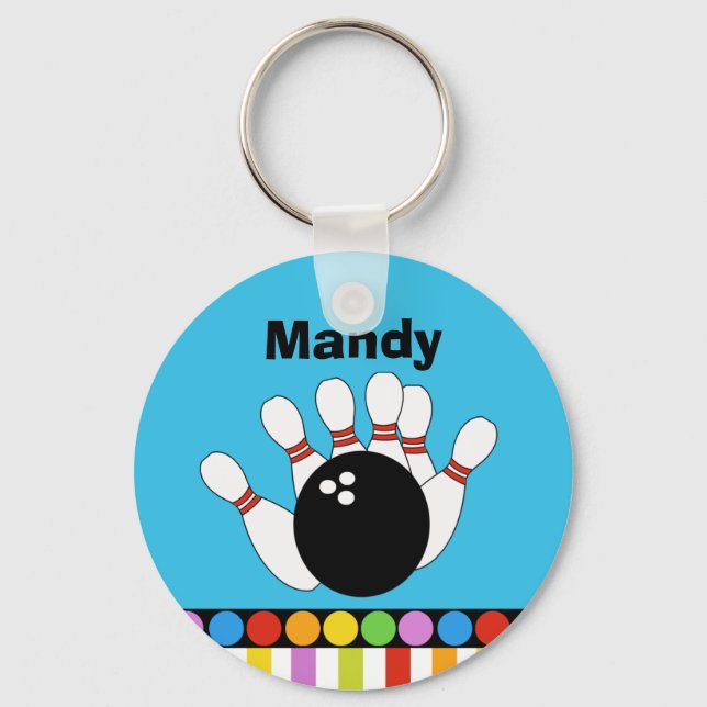 BOWLING PARTY Favor eller Namn bricka KEYCHAIN Nyckelring (Framsida)