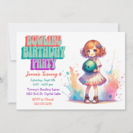 Bowling Party Girl Bire Birthday Inbjudan