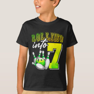 Bowling Party Rolling into 7 7:e Birthday Girls Bo T Shirt