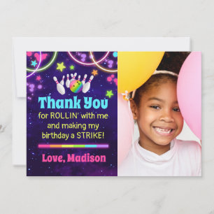 Bowling Party - tackkort med foto Tack Kort