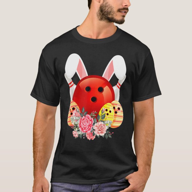 Bowling Påskhare Egg 2022 Rabbit Flowers Pasch T Shirt (Framsida)