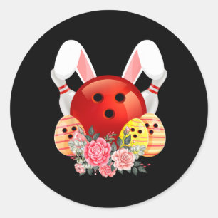 Bowling Påskhare Egg Rabbit Flowers Pascha Bow Runt Klistermärke