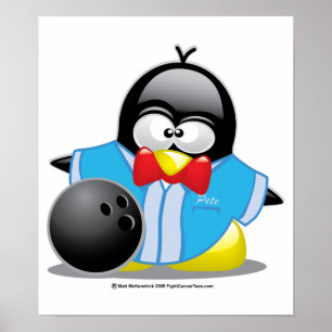 Bowling Penguin Poster