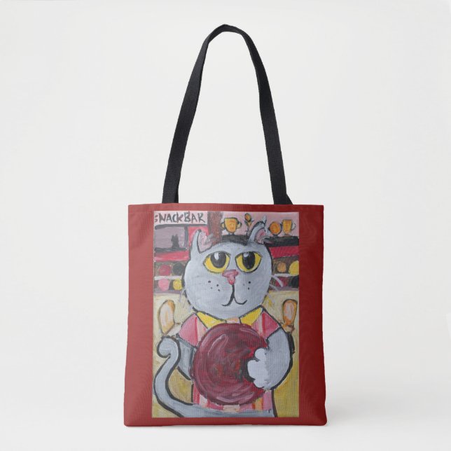 Bowling Pet Folk Art Roligt Cute Sports Paeing Tygkasse (Framsida)