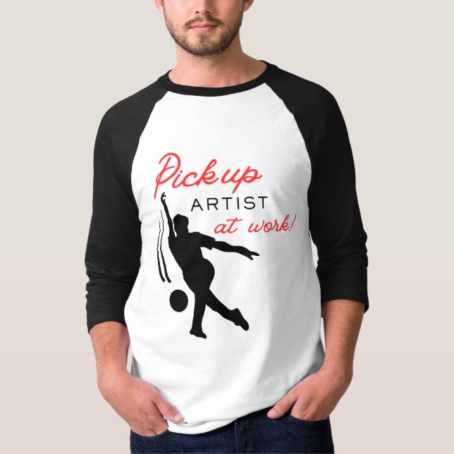 Bowling Pick Up Artist at Work Fun T Shirt (Framsida)