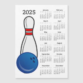 Bowling Pin Boll 2025 Calendar Magnetic Card