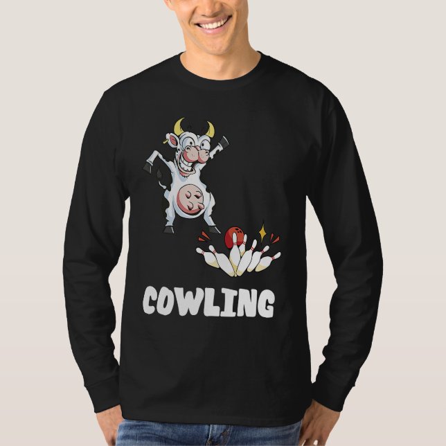 Bowling Pin Cow Funny Bowling Bowler Strike Bowlin T Shirt (Framsida)