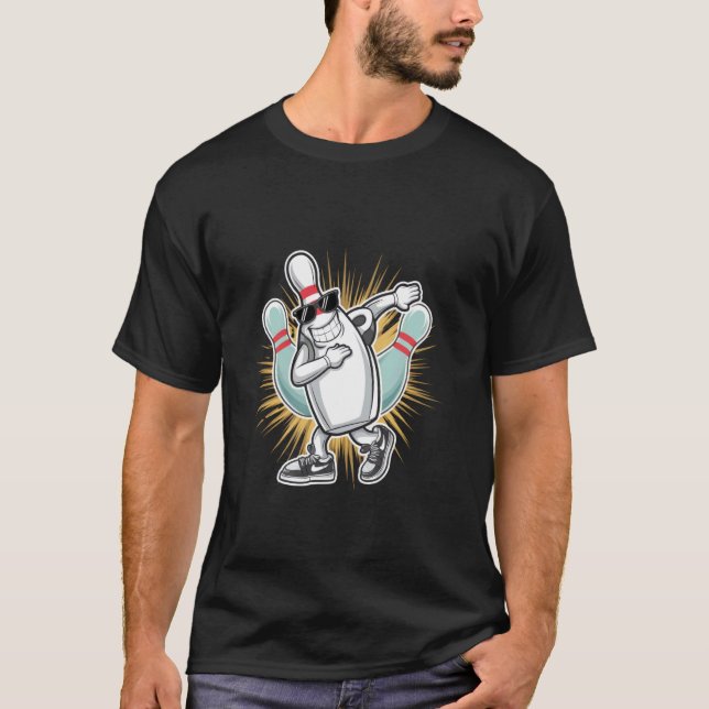 Bowling Pin Dabbing Solglasögon Män Barn Bowler Kv T Shirt (Framsida)