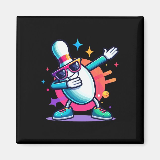 Bowling Pin Dabbing Sungles Bowlareare Player Kids Magnet (Framsidan)