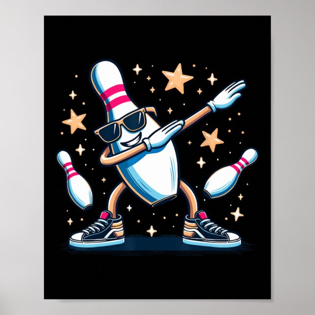 Bowling Pin Dabbing Sungles Bowlareare Player Kids Poster (Framsidan)