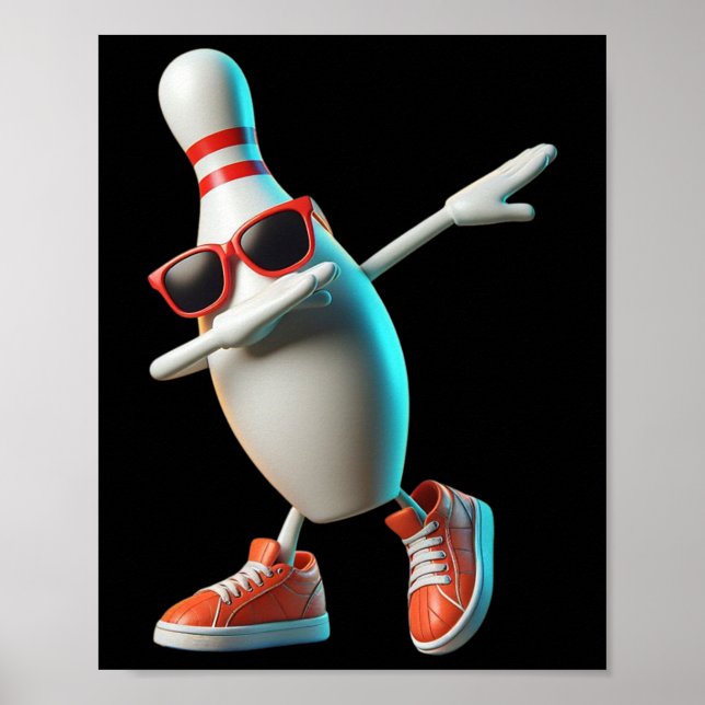 Bowling Pin Dabbing Sungles Bowlareare Player Kids Poster (Framsidan)