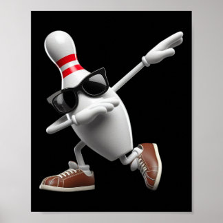Bowling Pin Dabbing Sungles Bowlareare Player Kids Poster