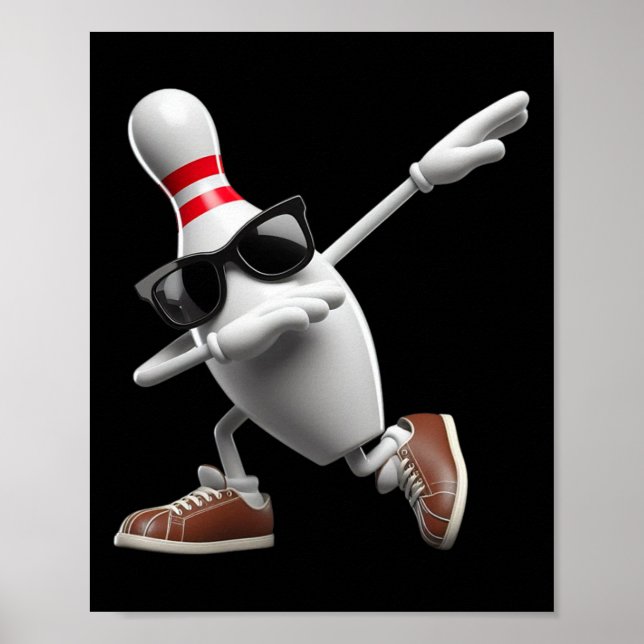 Bowling Pin Dabbing Sungles Bowlareare Player Kids Poster (Framsidan)