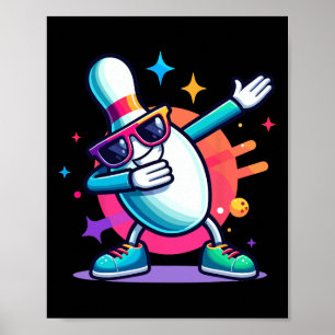 Bowling Pin Dabbing Sungles Bowlareare Player Kids Poster