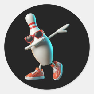 Bowling Pin Dabbing Sungles Bowlareare Player Kids Runt Klistermärke