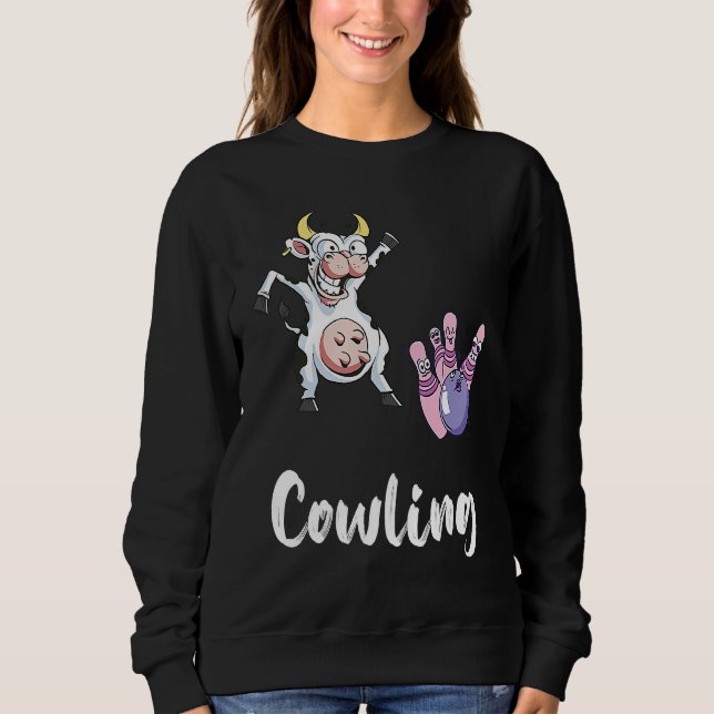 Bowling Pin Funny Bowling Bowler Cow Strike Bowlin T Shirt (Framsida)
