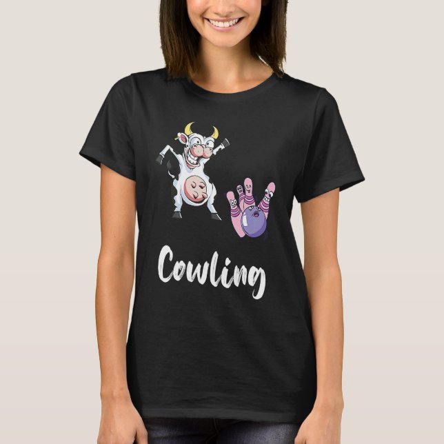 Bowling Pin Funny Bowling Bowler Cow Strike Bowlin T Shirt (Framsida)