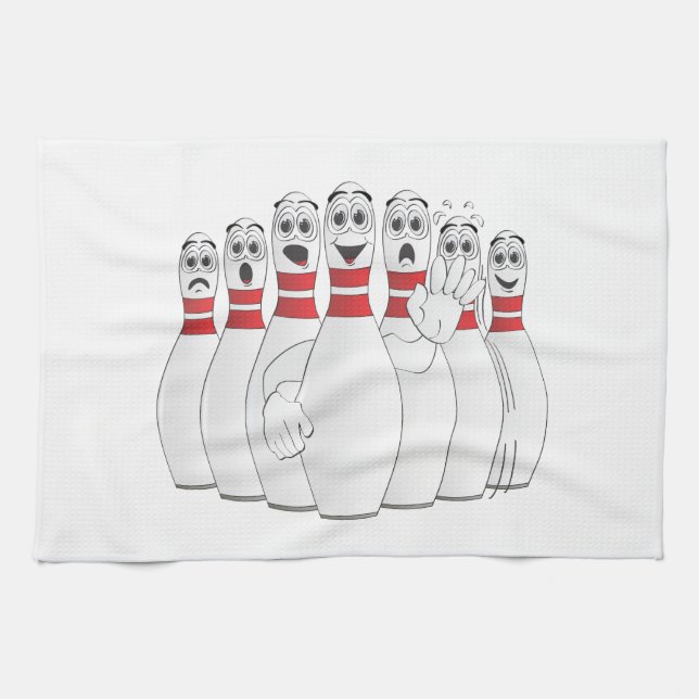 Bowling Pin Gråtande Towel-Tecknad Kökshandduk (Horisontell)