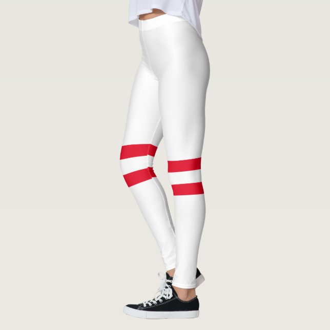Bowling Pin Rand | Minimalistisk vit Rand Leggings (Vänster)
