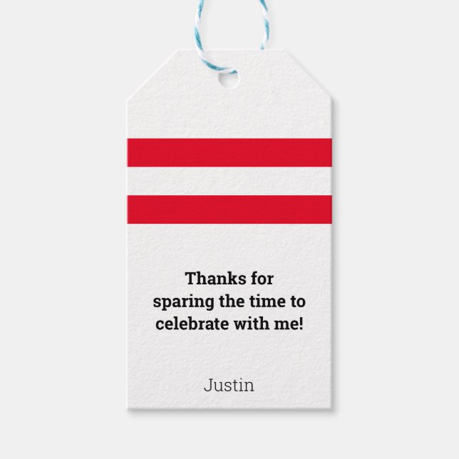 Bowling Pin Red Rand med Anpassningsbar Message oc Presentetikett (Framsidan)