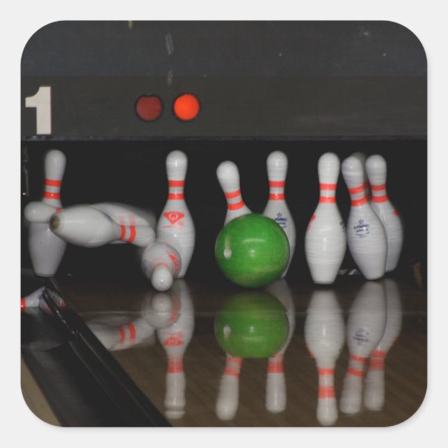 Bowling Pin Stickers Fyrkantigt Klistermärke (Framsida)