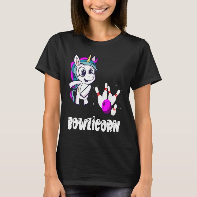 Bowling Pin Unicorn Bowling Team Strike Bowling Bo T Shirt (Framsida)