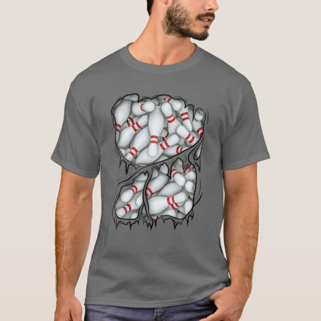 Bowling Pins Inside Sport Halloween Bowler Costume T Shirt (Framsida)
