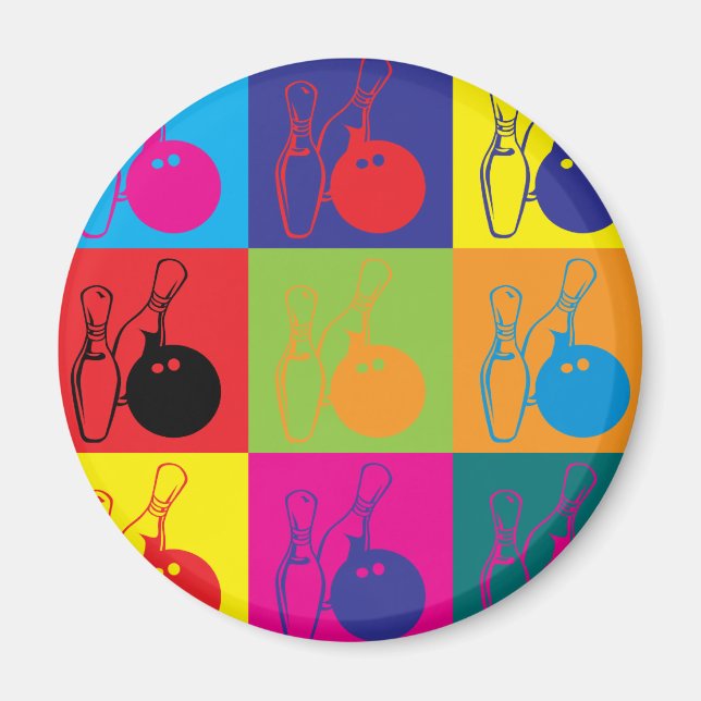 Bowling Pop Art Magnet (Framsidan)