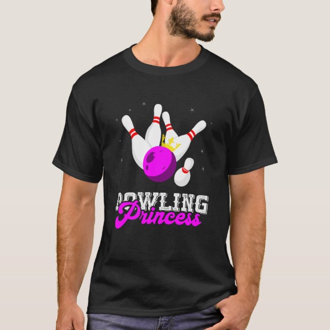 Bowling Princess Krona Bowling Pin Strejka Bowlare T Shirt (Framsida)