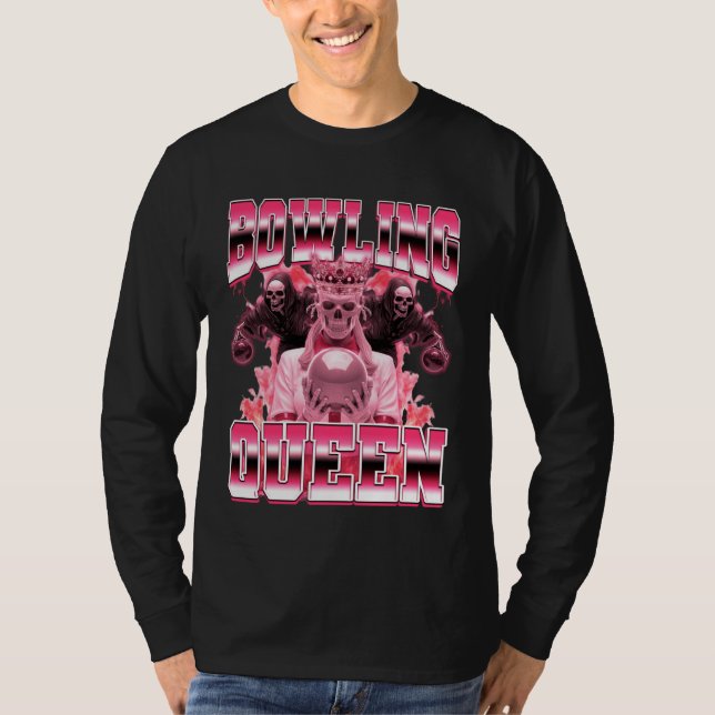 Bowling Queen Bowler 90s Bootleg Style T Shirt (Framsida)
