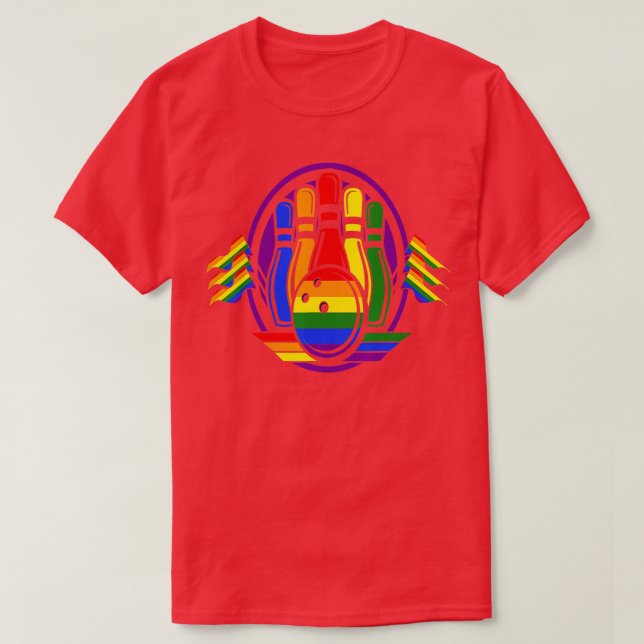 Bowling Rainbow Flagga LGBQ Coola Gay pride Ally E T Shirt (Design framsida)