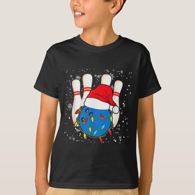 Bowling Reindeer Christmas Shirt Pajama Srt X-mas  T Shirt (Framsida)