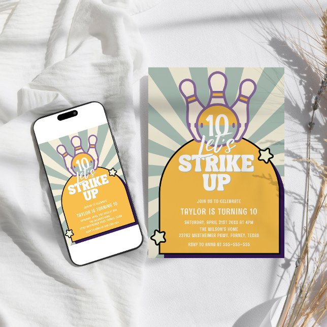 Bowling Retro Barns födelsedag Party Inbjudningar (Skapare uppladdad)