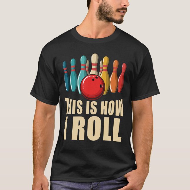 Bowling Roligt Strejka Älskare Retro T Shirt (Framsida)