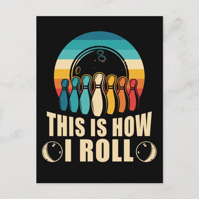 Bowling Roligt Strejka Älskare Retro Vykort (Framsida)