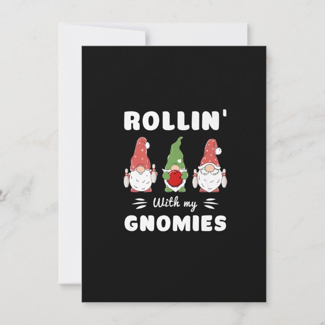 Bowling Rulla Med Mina Gnomies Roliga Gnome Premie Inbjudningar (Framsida)