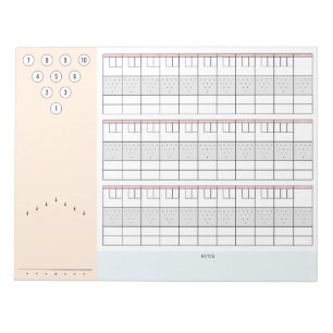 Bowling scoresheet 3 Gamw/ stift och ram notes Anteckningsblock