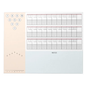 Bowling Scoresheet 3-spel + Notes ljus Anteckningsblock