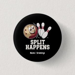 Bowling Shirt för manar & Women Funny Split Happen Knapp