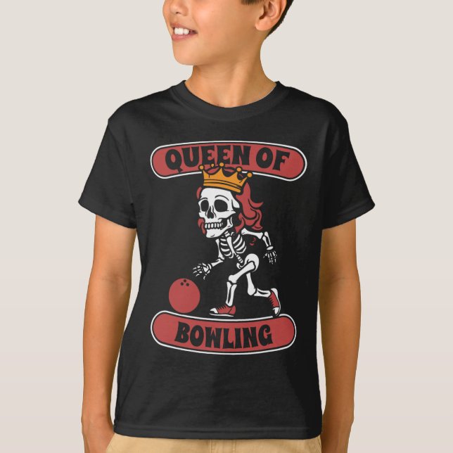 Bowling Skeleton Team League - Alley Bowlareare Qu T Shirt (Framsida)
