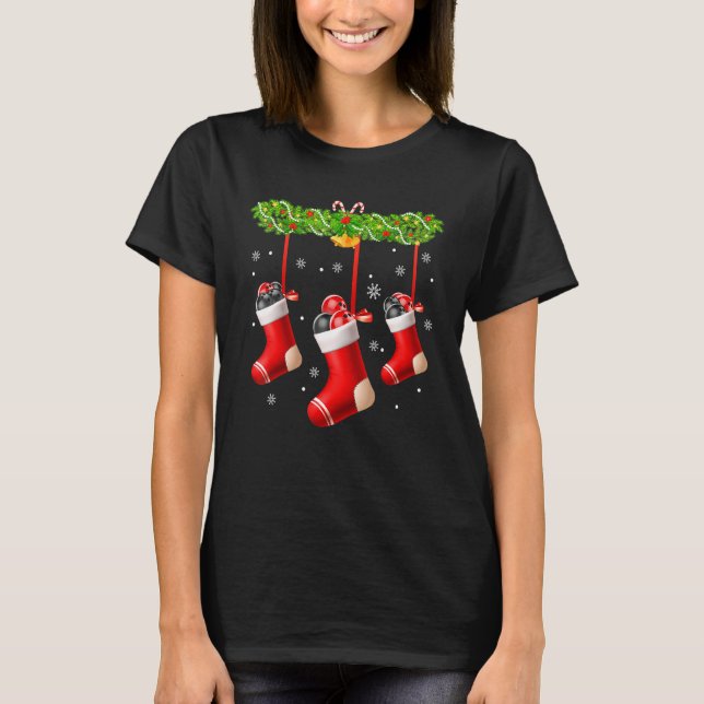 Bowling Socks Christmas Tree Pajama Matching Famil T Shirt (Framsida)