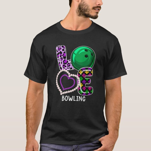 Bowling Sport Mardi Gras Funny Festival Party Kärl T Shirt (Framsida)