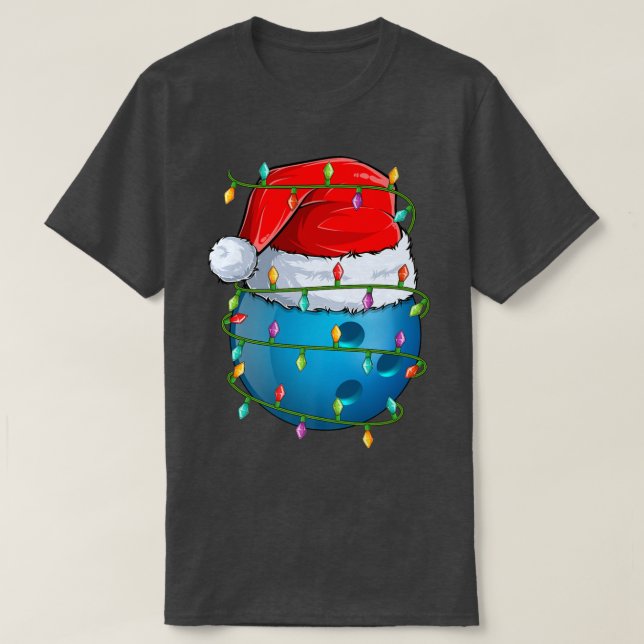 Bowling Sports Älskare Julafton Ljus Bowling Ball  T Shirt (Design framsida)