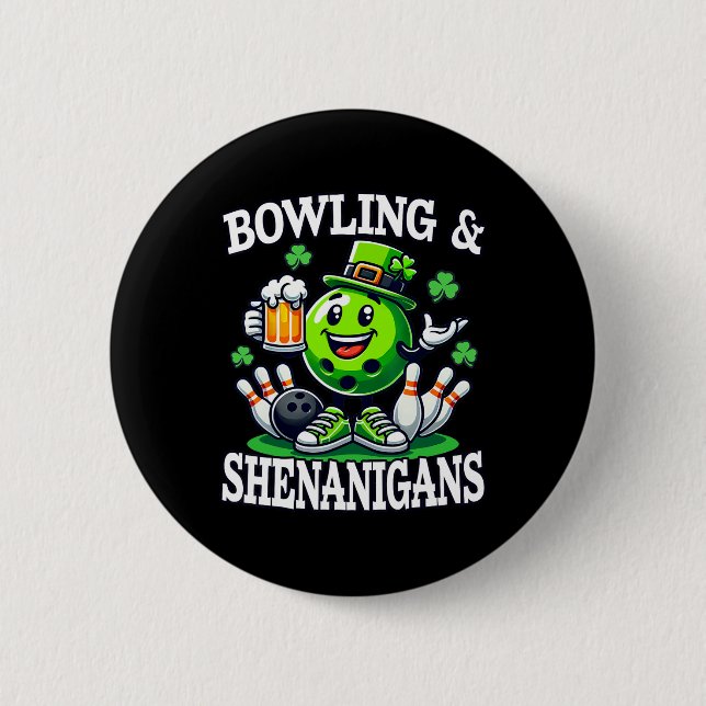 Bowling St Patrick's Day Buskis Bowlingspelare Rol Knapp (Framsida)