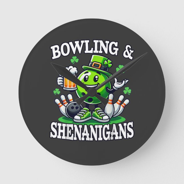 Bowling St. Patrick's Day-buskis Rund Klocka (Framsida)
