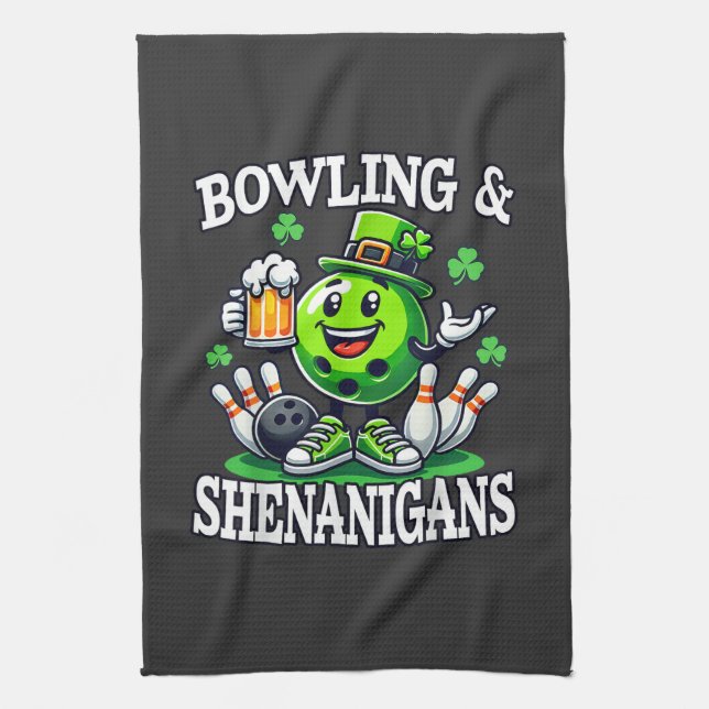 Bowling St. Patrick's Day rackartyg Kökshandduk (Vertikal)
