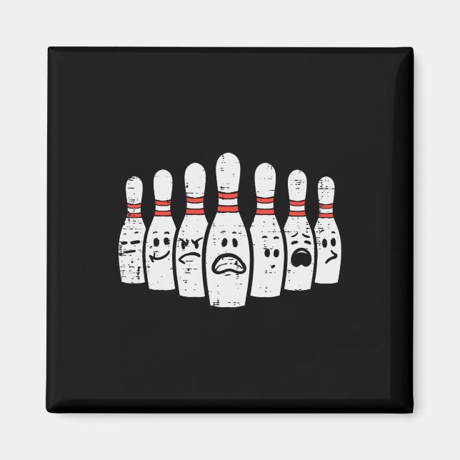 Bowling Stift Ansikte Funny Bowlareare Manar Women Magnet (Framsidan)