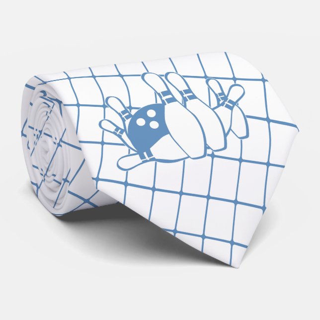 Bowling Stift Bowling Ball Blue Check Necktie Slips (Rullad)