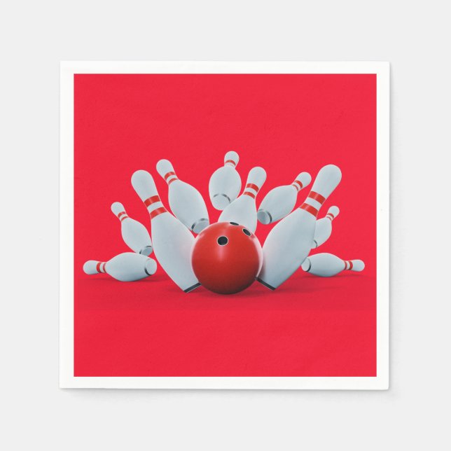 Bowling stift bowling temat födelsedagsfest pappersservett (Framsidan)