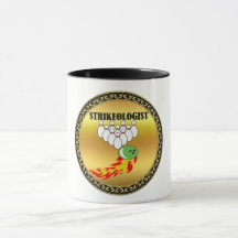 Bowling stift och boll med ord STRIKEOLOGIST